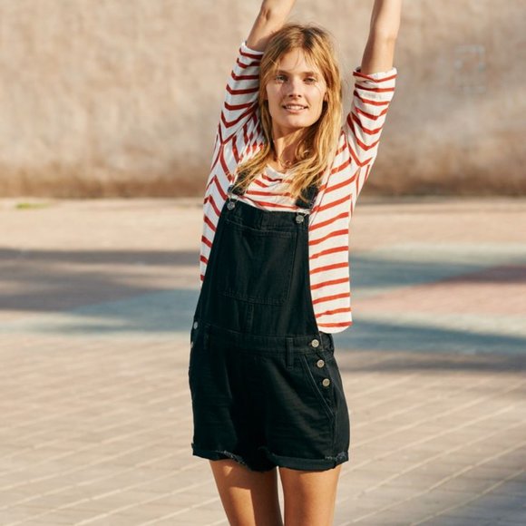 Madewell | Pants u0026 Jumpsuits | Madewell Adirondack Short Overalls In Washed  Black H7 | Poshmark